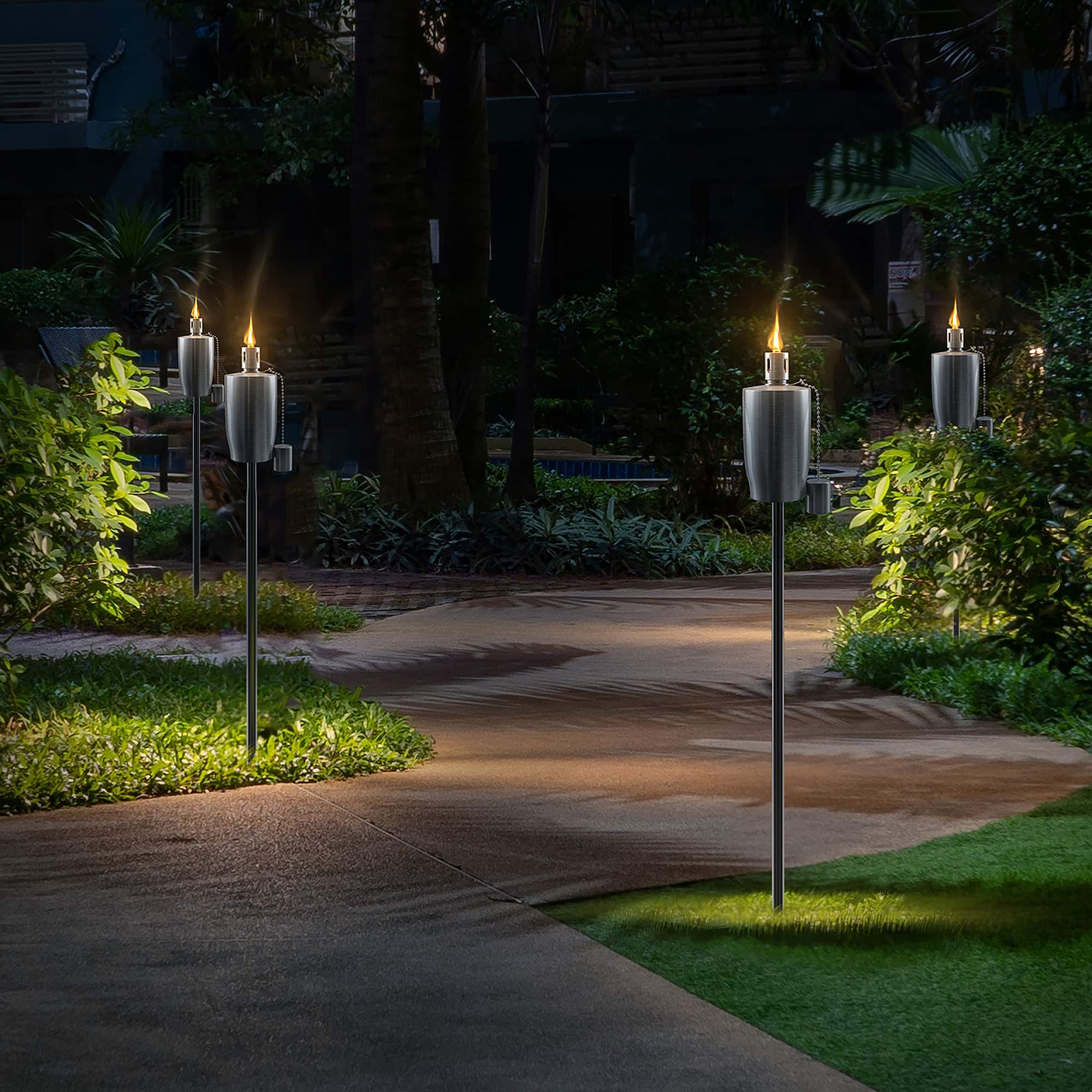 Sorbus 60" Cylindrical Matney Stainless Steel Outdoor Torches , 2ct.